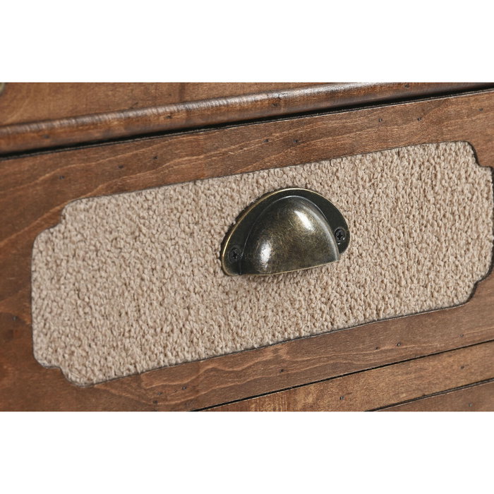 DKD Home Decor Cajonera de Madera y Poliéster con Acabado Borreguito Marrón y Beige
