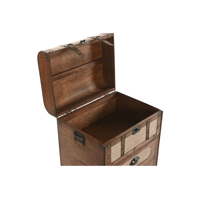 DKD Home Decor Cajonera de Madera y Poliéster con Acabado Borreguito Marrón y Beige