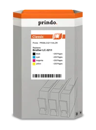 Prindo Classic Multipack negro / cian / magenta / amarillo compatible con Brother LC-3211 ~800 páginas