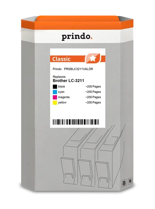 Prindo Classic Multipack negro / cian / magenta / amarillo compatible con Brother LC-3211 ~800 páginas Prindo Classic Multipack negro / cian / magenta / amarillo compatible con Brother LC-3211 ~800 páginas