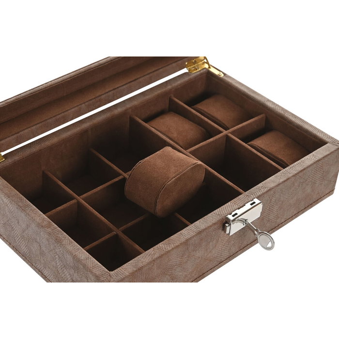 DKD Home Decor Joyero PU MDF 25X16,5X8,5 Marrón