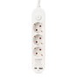 Edm Base Múltiple 3 Tomas Schuko con Interruptor, 2 Puertos USB A + C (Fast Charging), Cable 1.5m H05VV-F 3G1.5mm², 16A 250V~, Blanco