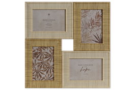DKD Home Decor Marco Multifoto Scandi para 4 Fotos, Símil Madera Natural/Beige