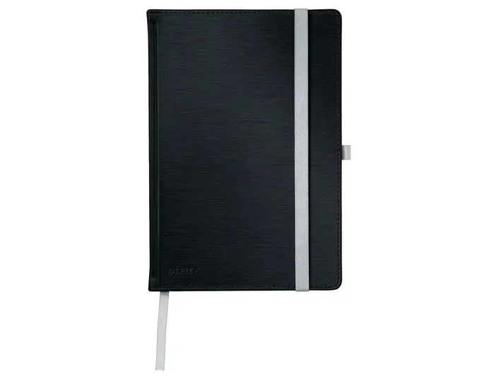Leitz Style Cuaderno Tapa Dura Din A5 80 Hojas Liso Negro Satinado con Cierre Elástico y Bolsillo