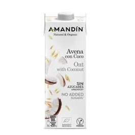 AMANDIN Bebida Vegetal De Avena Con Coco 1Lt Ecológica Pack 6 Unidades