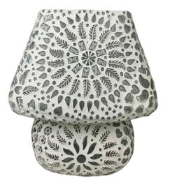 DKD Home Decor Lámpara de Sobremesa de Cristal con Mosaico Mandala Blanco