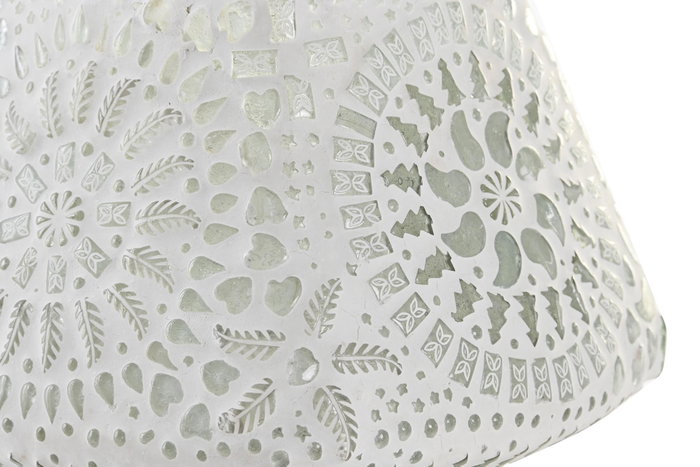 DKD Home Decor Lámpara de Sobremesa de Cristal con Mosaico Mandala Blanco