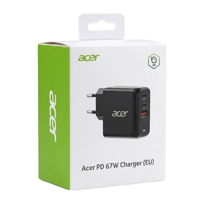 Acer Cargador GaN de 67W con 2 puertos USB-C y 1 USB-A, Negro Acer Cargador GaN de 67W con 2 puertos USB-C y 1 USB-A, Negro