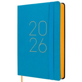 Finocam Agenda 2026 F4-118x168 mm, Tapa Blanda Flexi Lisa con Goma Elástica y Cinta Punto, Formato Pequeño Azul