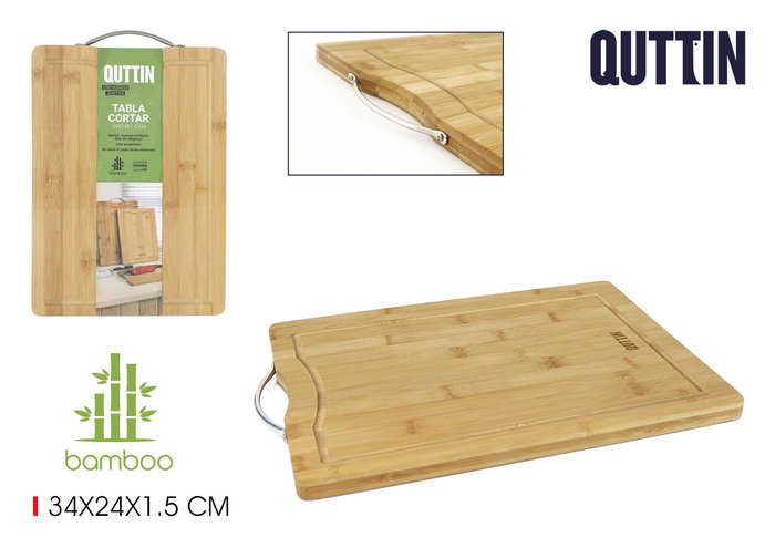 Quttin Tabla Cortar Bambú y Metal 34 x 24 x 1.5 cm (12 Unidades) Quttin Tabla Cortar Bambú y Metal 34 x 24 x 1.5 cm (12 Unidades)