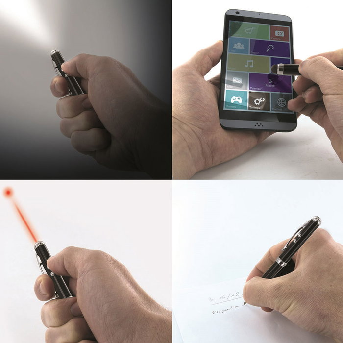 Be Mix Lápiz Táctil con Láser y Led Bolígrafo 4 en 1, Colores Surtidos, 13.5 cm