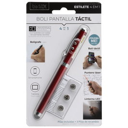 Be Mix Lápiz Táctil con Láser y Led Bolígrafo 4 en 1, Colores Surtidos, 13.5 cm
