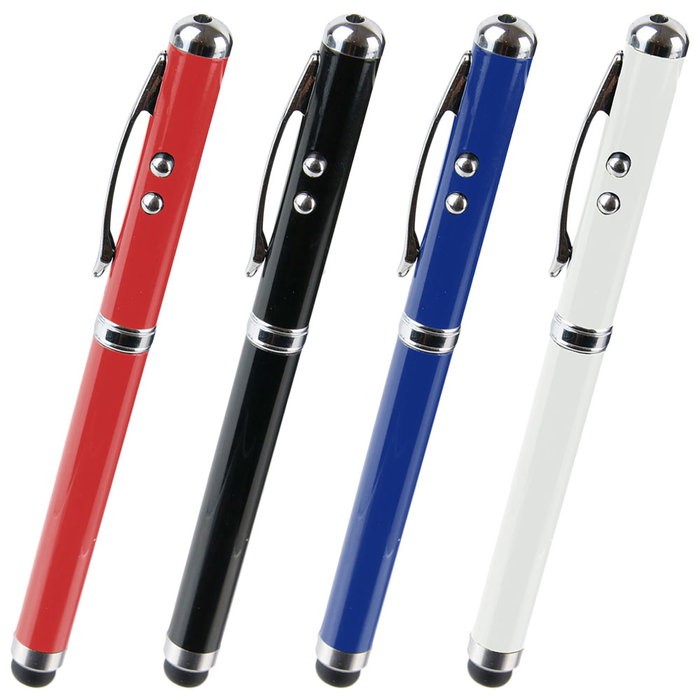 Be Mix Lápiz Táctil con Láser y Led Bolígrafo 4 en 1, Colores Surtidos, 13.5 cm