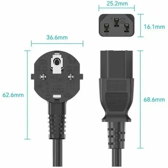 Vention Cable de Alimentación ZCJBAC 1,8m CEE7 Macho Angular a IEC C13 Hembra Negro Vention Cable de Alimentación ZCJBAC 1,8m CEE7 Macho Angular a IEC C13 Hembra Negro