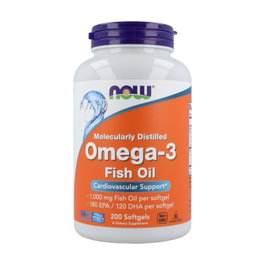 NOW Foods Omega 3 1000mg 200 Cápsulas Blandas Aceite de Pescado Concentrado