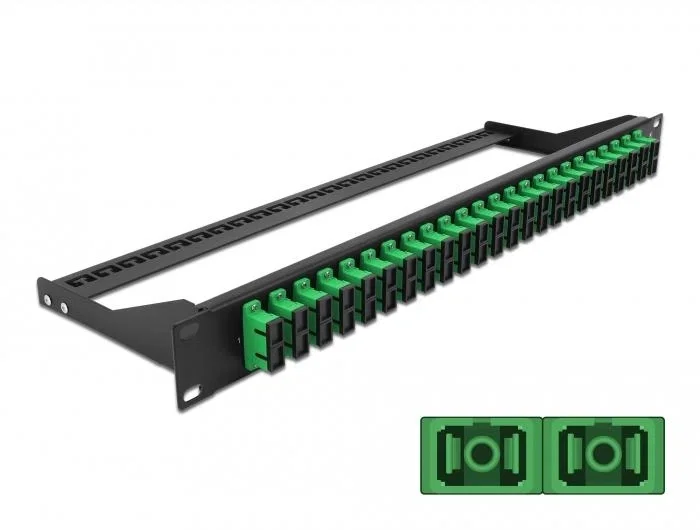 DeLOCK Panel de parches de fibra 19″ 24 puertos SC Duplex verde DeLOCK Panel de parches de fibra 19″ 24 puertos SC Duplex verde