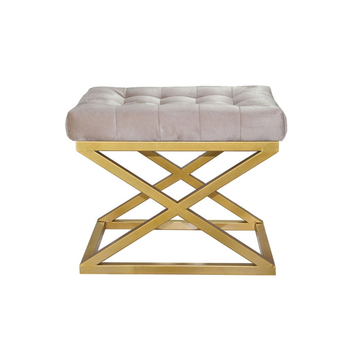 Atelier Del Sofa Puff Oro y Crema 50x42x40 cm, Estructura Metálica, Tapizado Poliéster Babyface, Elegante y Sofisticado Atelier Del Sofa Puff Oro y Crema 50x42x40 cm, Estructura Metálica, Tapizado Poliéster Babyface, Elegante y Sofisticado