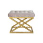 Atelier Del Sofa Puff Oro y Crema 50x42x40 cm, Estructura Metálica, Tapizado Poliéster Babyface, Elegante y Sofisticado