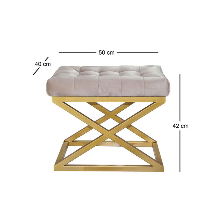 Atelier Del Sofa Puff Oro y Crema 50x42x40 cm, Estructura Metálica, Tapizado Poliéster Babyface, Elegante y Sofisticado Atelier Del Sofa Puff Oro y Crema 50x42x40 cm, Estructura Metálica, Tapizado Poliéster Babyface, Elegante y Sofisticado