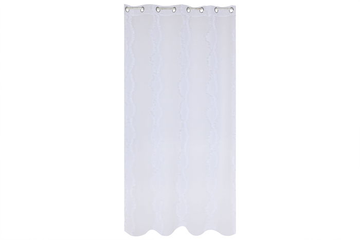 DKD Home Decor Cortina Boho Blanco 260 x 140 cm (2 Unidades) Poliester con 8 Anillas