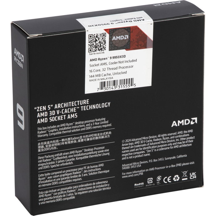 AMD Ryzen 9 9950X3D Procesador 16 Núcleos 4,3 GHz AM5