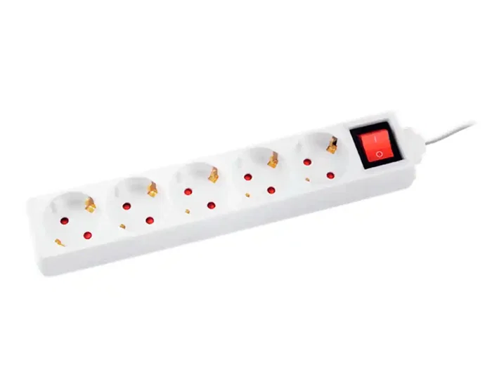 Regleta Q-Connect de 5 Tomas con Interruptor, Cable 1.5 m, Blanco - Protección Infantil, 16A/3680W