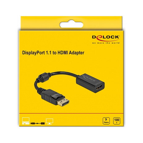 DeLOCK Adaptador DisplayPort 1.1 Macho a HDMI Hembra Negro DeLOCK Adaptador DisplayPort 1.1 Macho a HDMI Hembra Negro