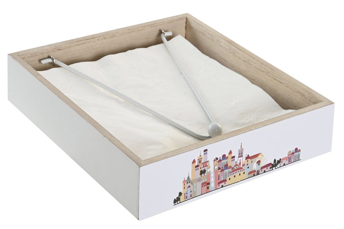 DKD Home Decor Servilleteros Casitas Multicolor Pack de 4