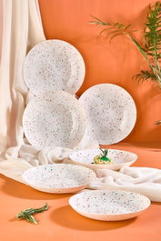 Hermia Juego de Platos de Servicio White Vidrio Blanco 21 cm (6 Piezas)
