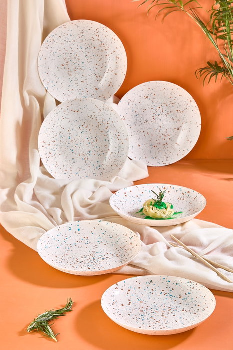 Hermia Juego de Platos de Servicio White Vidrio Blanco 21 cm (6 Piezas)