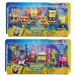 JUST PLAY Blister 5 Figuras de Bob Esponja Surtidas - Personajes Nickelodeon - Tamaño Aproximado 6.8 cm