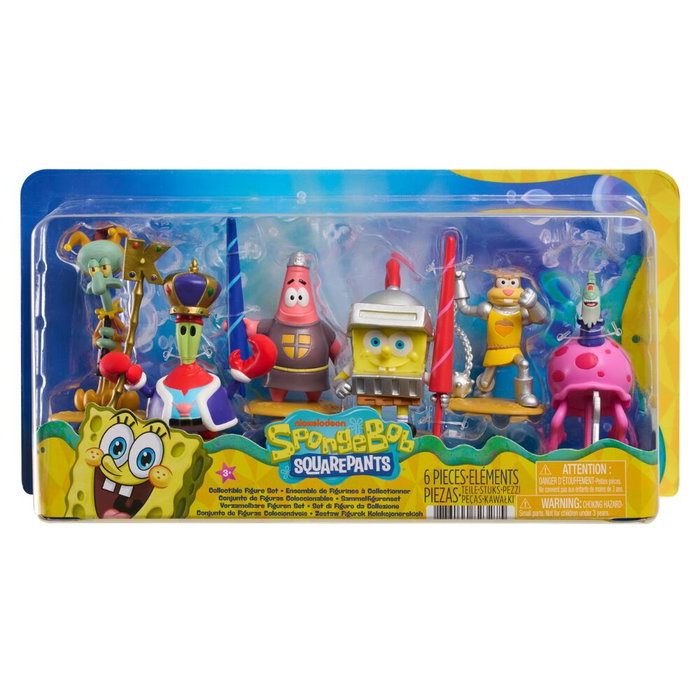 JUST PLAY Blister 5 Figuras de Bob Esponja Surtidas - Personajes Nickelodeon - Tamaño Aproximado 6.8 cm