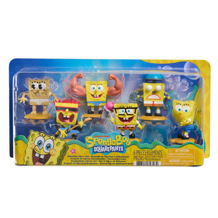 JUST PLAY Blister 5 Figuras de Bob Esponja Surtidas - Personajes Nickelodeon - Tamaño Aproximado 6.8 cm