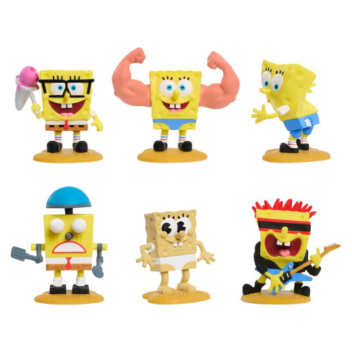 JUST PLAY Blister 5 Figuras de Bob Esponja Surtidas - Personajes Nickelodeon - Tamaño Aproximado 6.8 cm