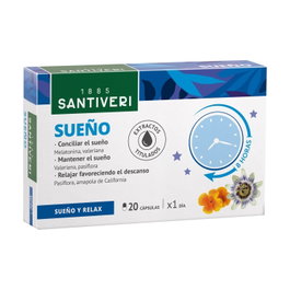 Santiveri Sueño 20 cápsulas complemento alimenticio con melatonina y extractos
