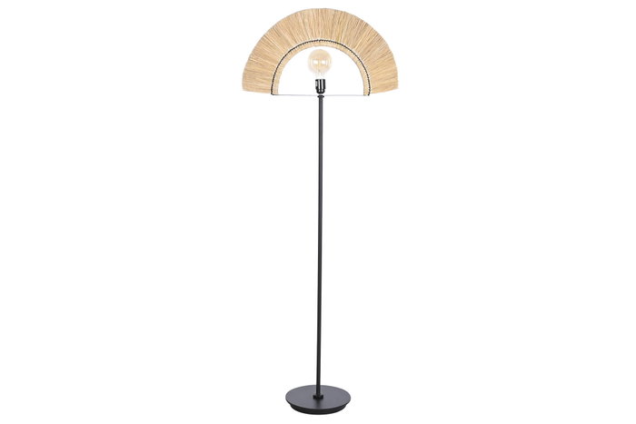 DKD Home Decor Lámpara Pie Colonial Natural Negro 26 x 152 x 56 cm Yute Hierro