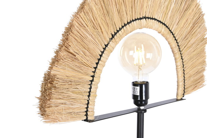 DKD Home Decor Lámpara Pie Colonial Natural Negro 26 x 152 x 56 cm Yute Hierro