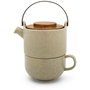 Bredemeijer Juego de Té Tea-for-one Umea Beige con Tapa de Acacia
