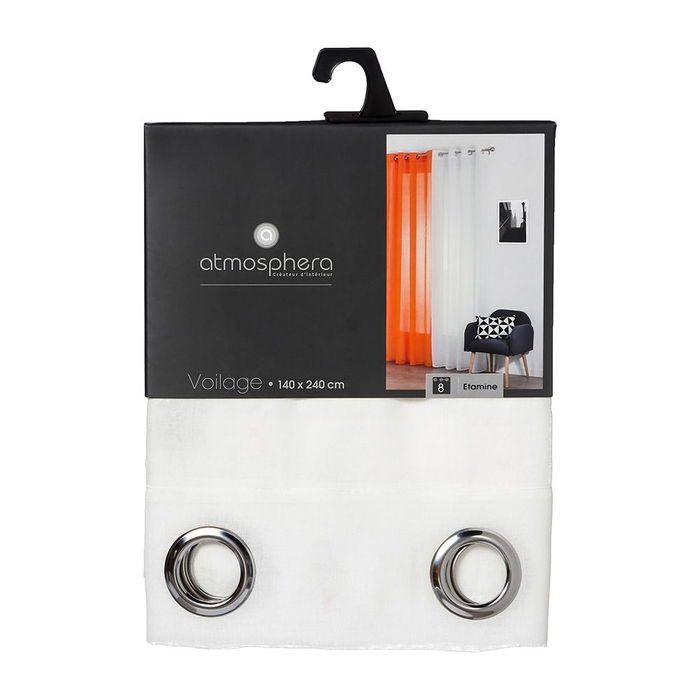 Atmosphera Visillo con ollaos Blanco roto Poliester 140 x 240 cm