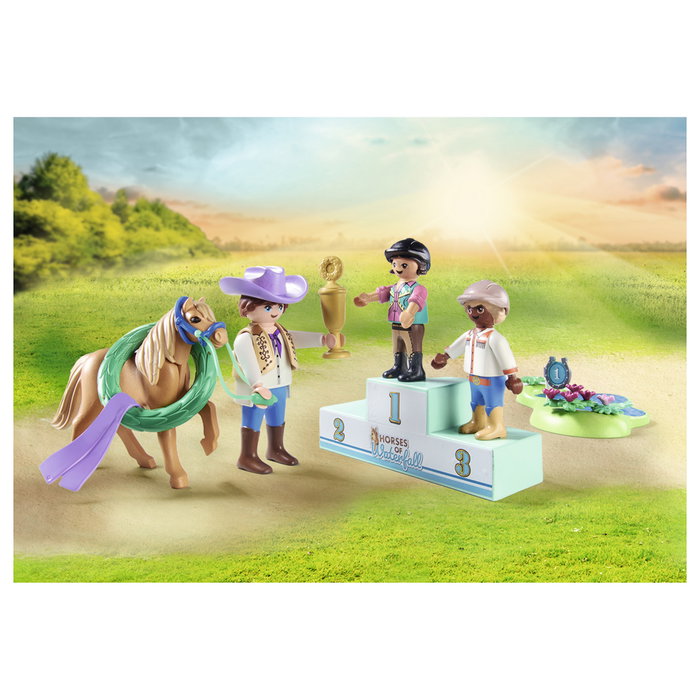 Playmobil 71495 Horses of Waterfall Granja Juguete, Set de 46 Piezas con Animales y Figuras, para Niños y Niñas de 4 a 10 Años, Multicolor