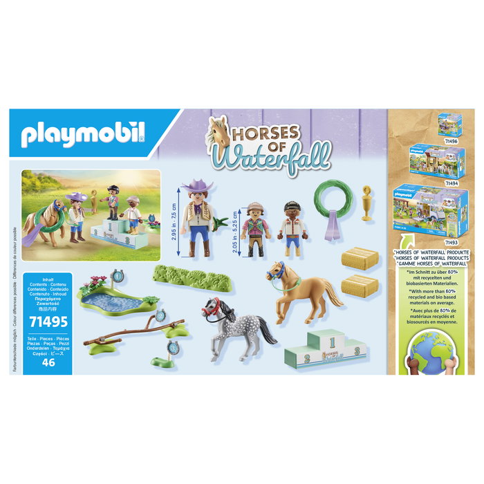 Playmobil 71495 Horses of Waterfall Granja Juguete, Set de 46 Piezas con Animales y Figuras, para Niños y Niñas de 4 a 10 Años, Multicolor