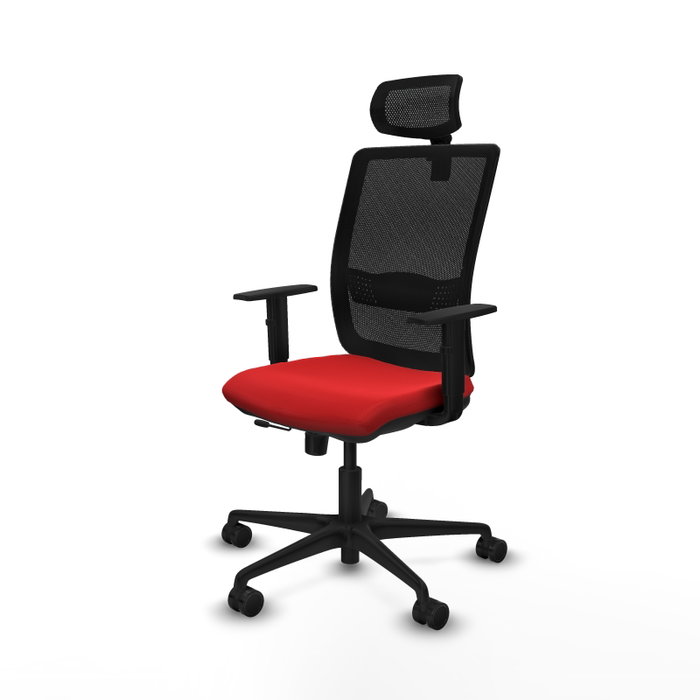 PIQUERAS Y CRESPO Silla de oficina Haches con mecanismo Sincro/Traslack, Rojo y Negro
