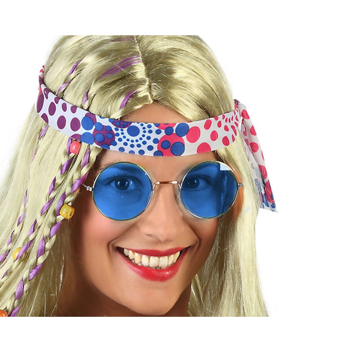 Atosa Gafas Redondas Azul para Disfraces de Mujer Adulto Hippie