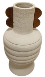 DKD Home Decor Jarrón Terracota y Mango con Asas Crudo/Marrón 28x28x33 cm