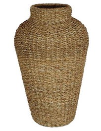 DKD Home Decor Jarrón Seagrass y Metal Natural 35x35x70 cm