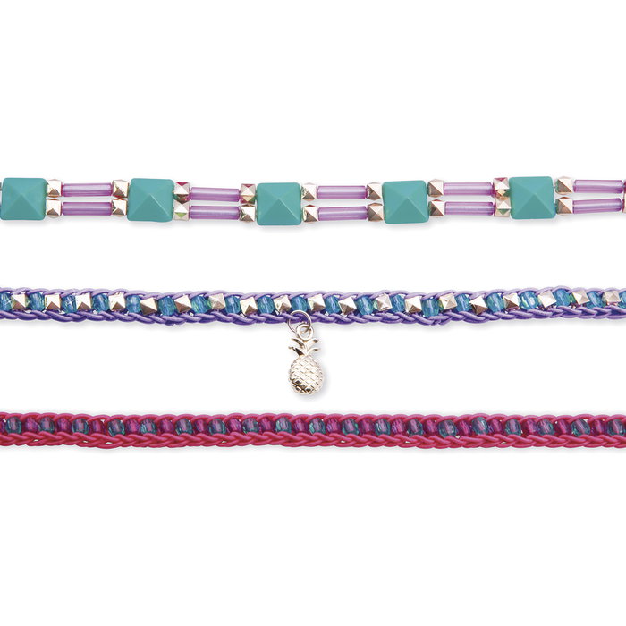 Tachan Set de Joyas Trenzadas para Crear Pulseras, Incluye Cordones, Borlas y Colgantes, +5 Años