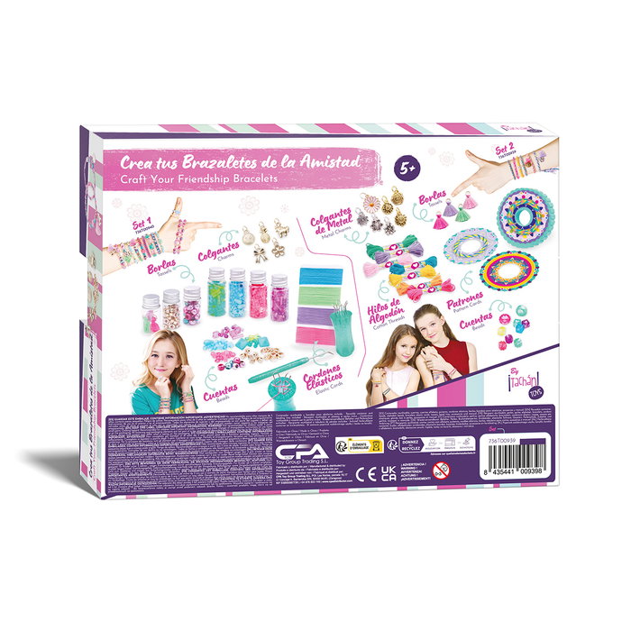 Tachan Set de Joyas Trenzadas para Crear Pulseras, Incluye Cordones, Borlas y Colgantes, +5 Años