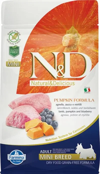 Farmina N&D Dog Pumpkin Mini Alimento Completo para Perros Adultos Cordero y Calabaza 800 gr Farmina N&D Dog Pumpkin Mini Alimento Completo para Perros Adultos Cordero y Calabaza 800 gr