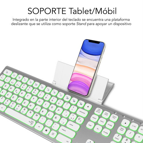Subblim Master Teclado Inalámbrico Retroiluminado Plata y Blanco