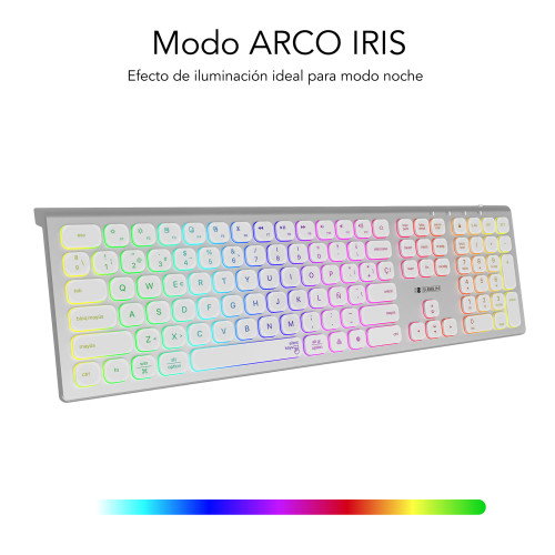 Subblim Master Teclado Inalámbrico Retroiluminado Plata y Blanco
